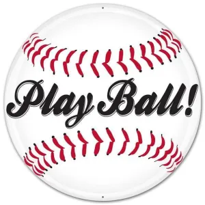 12" Metal Play Ball Baseball Sign