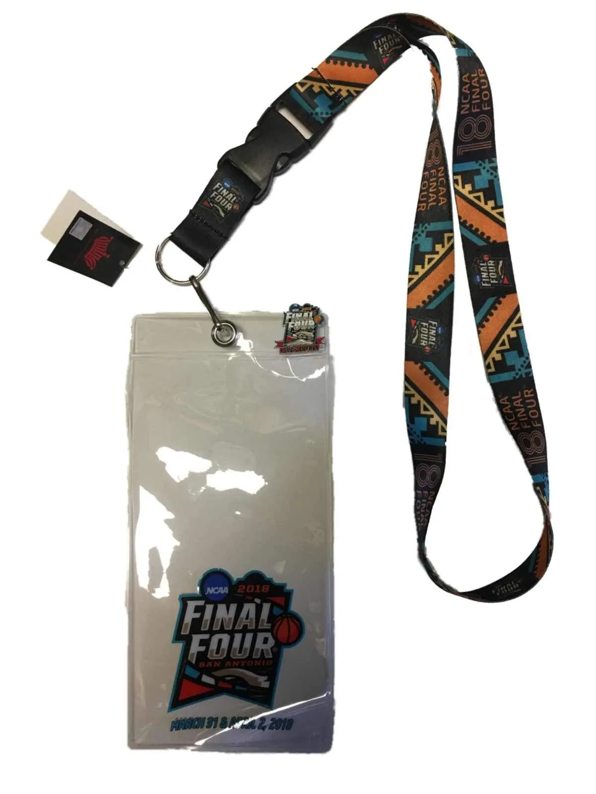 2018 Final Four March Madness San Antonio Ticket Holder Lanyard & Pin Set