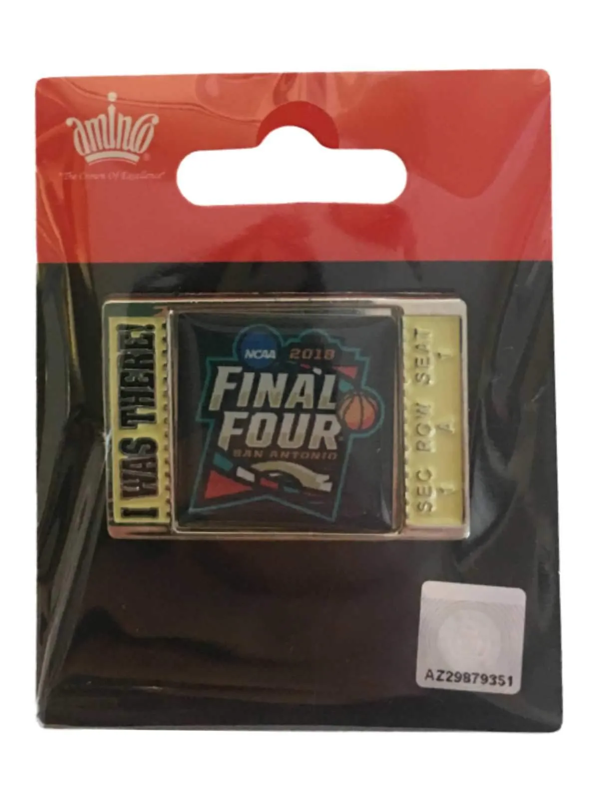 2018 NCAA Final Four March Madness San Antonio "I WAS THERE!" Metal Lapel Pin