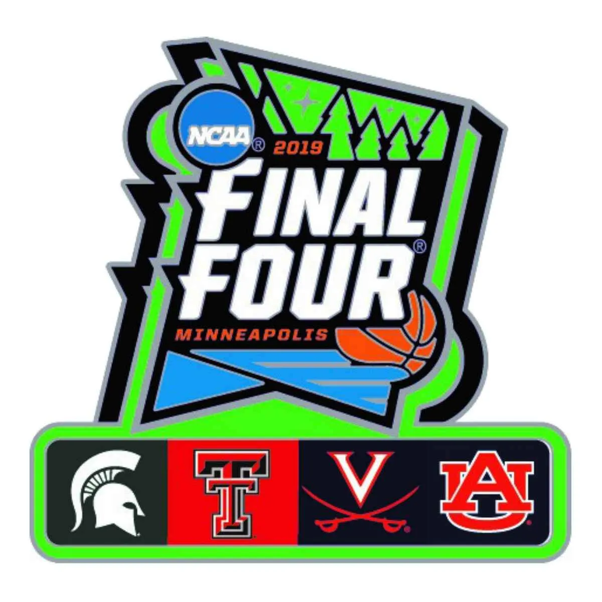 2019 NCAA Basketball Final Four March Madness Minneapolis 4 Team Metal Lapel Pin