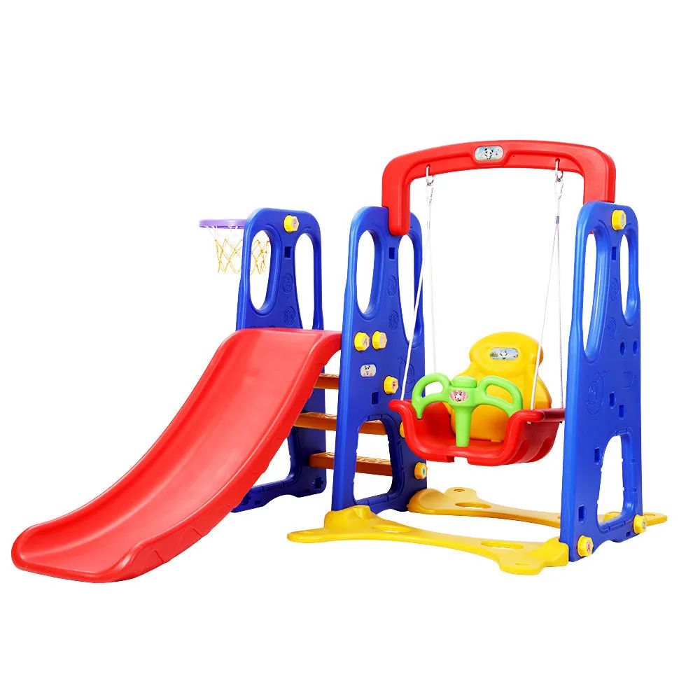 3-in-1 Kids Slide, Swing & Hoop Set 120cm | Keezi