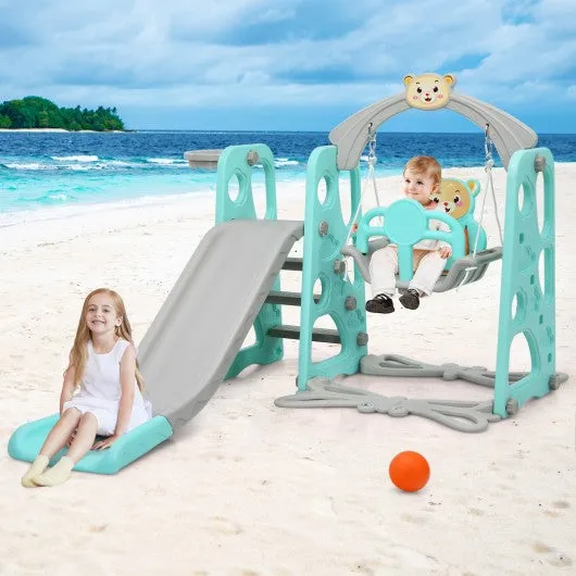 3 in 1 Toddler Climber and Swing Set Slide Playset-Green