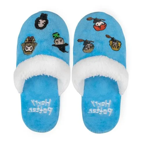 3 x Kids Boys Girls Harry Potter & Friends Hogwarts Kawaii Slippers Light Blue