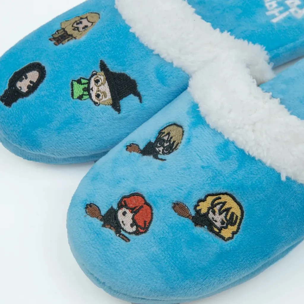 3 x Kids Boys Girls Harry Potter & Friends Hogwarts Kawaii Slippers Light Blue