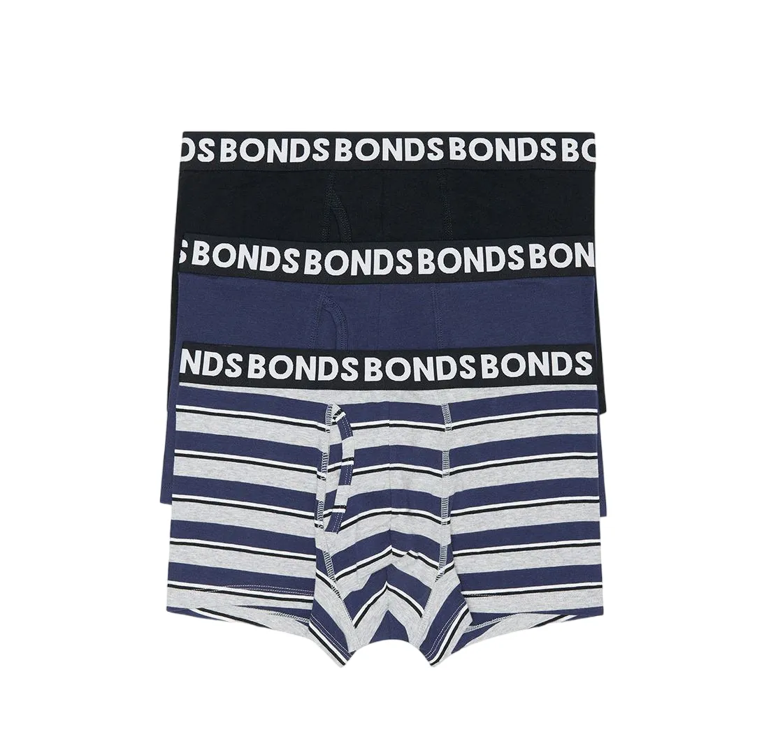 9 x Bonds Mens Everyday Trunks Underwear Black / Navy / Grey Undies