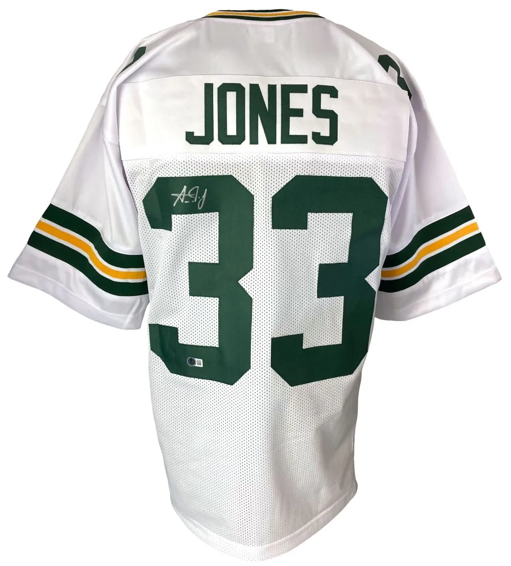 Aaron Jones Green Bay Signed White Football Jersey BAS ITP