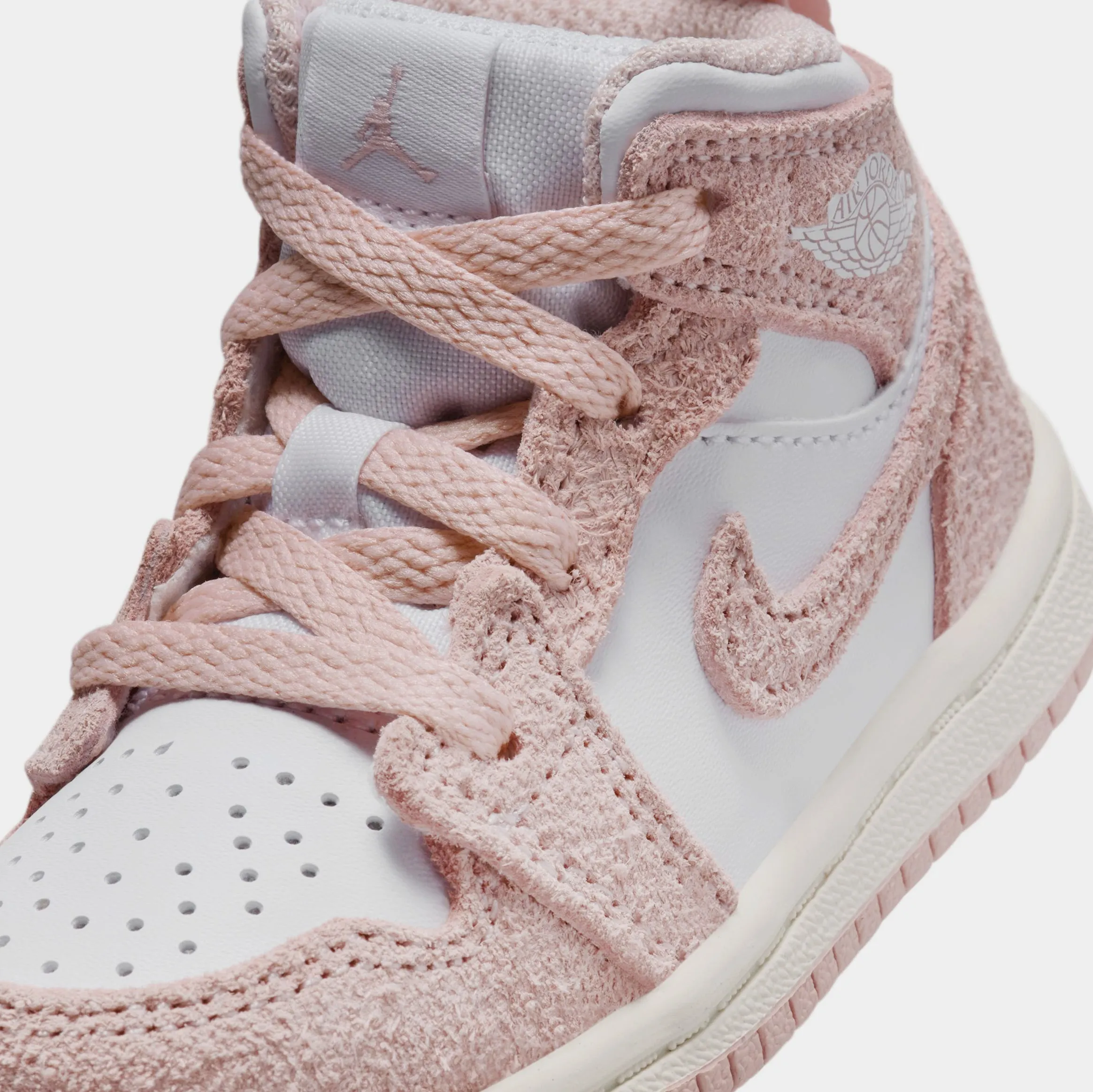 Air Jordan 1 Retro Mid SE Infant Toddler Lifestyle Shoes (White/Legend Pink/Sail)