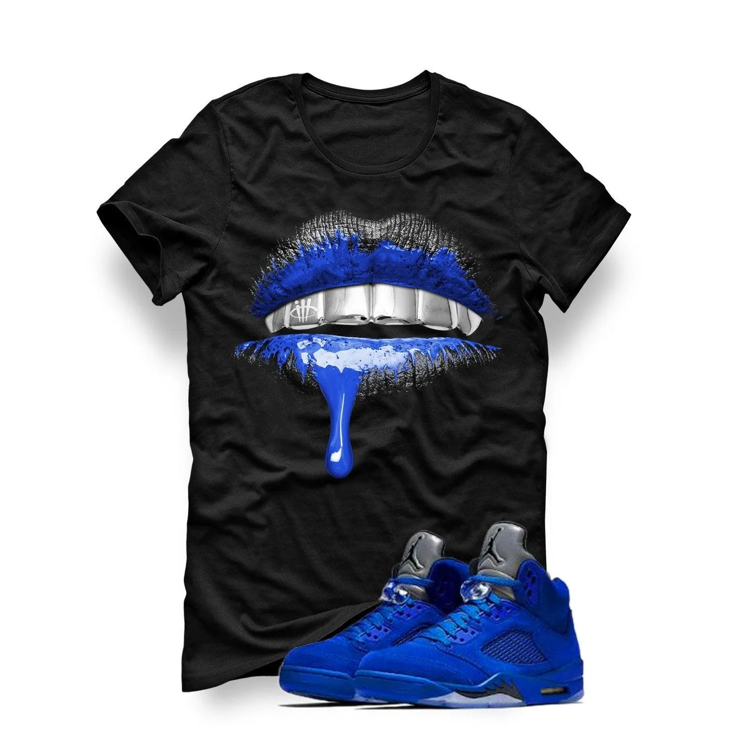 Air Jordan 5 Blue Suede Black T (Lips)