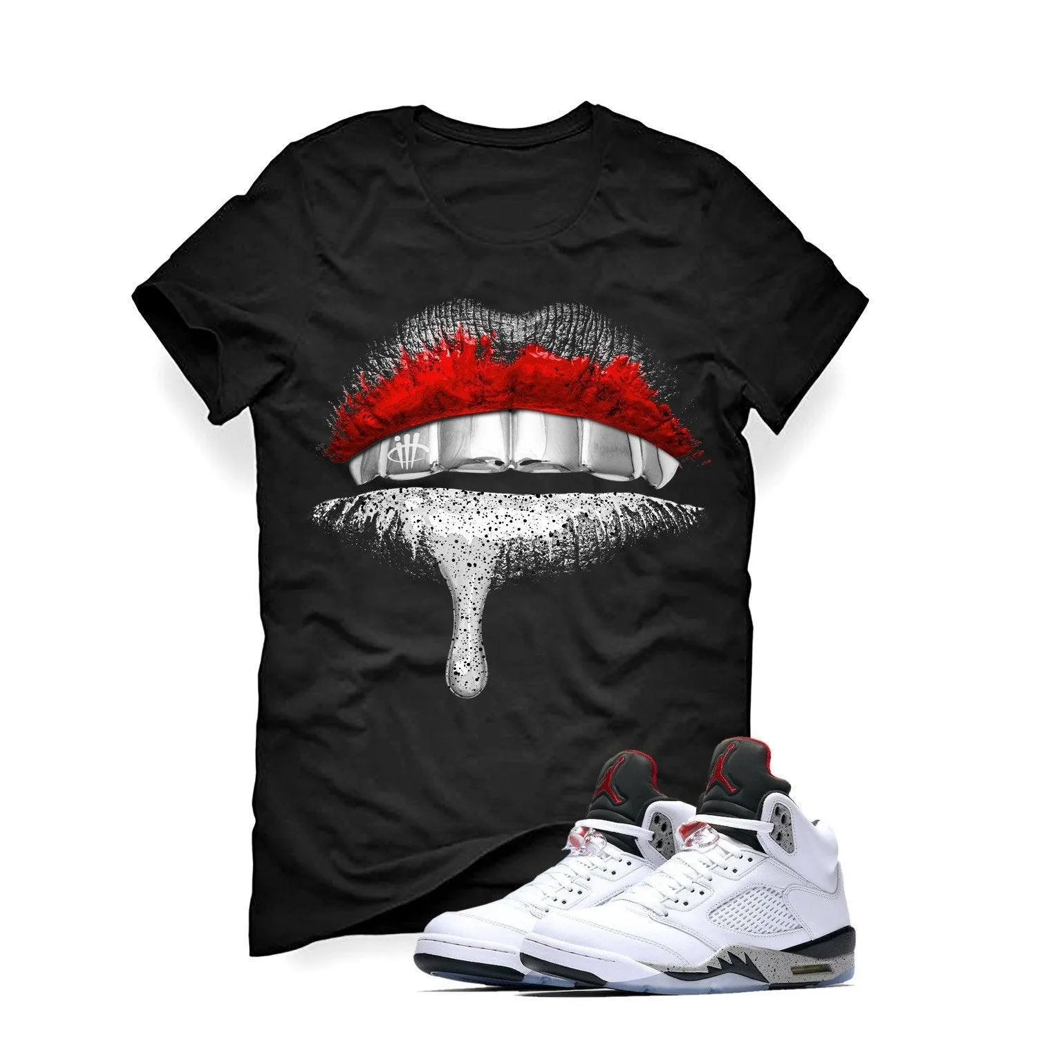 Air Jordan 5 White Cement Black T (Lips)