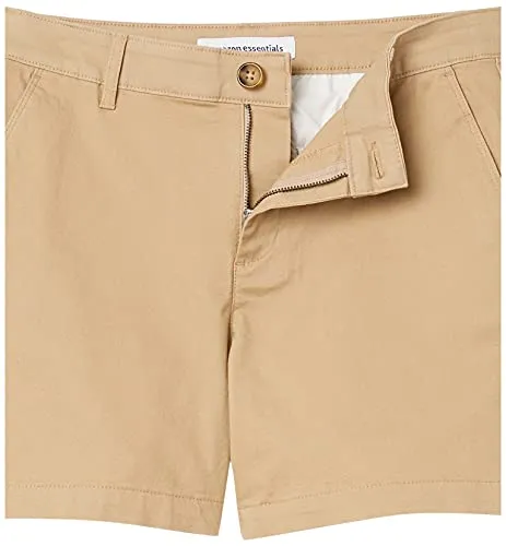 Amazon Essentials Women's Mid Rise Slim Fit 5 Inch Khaki Short Khaki Brown 10