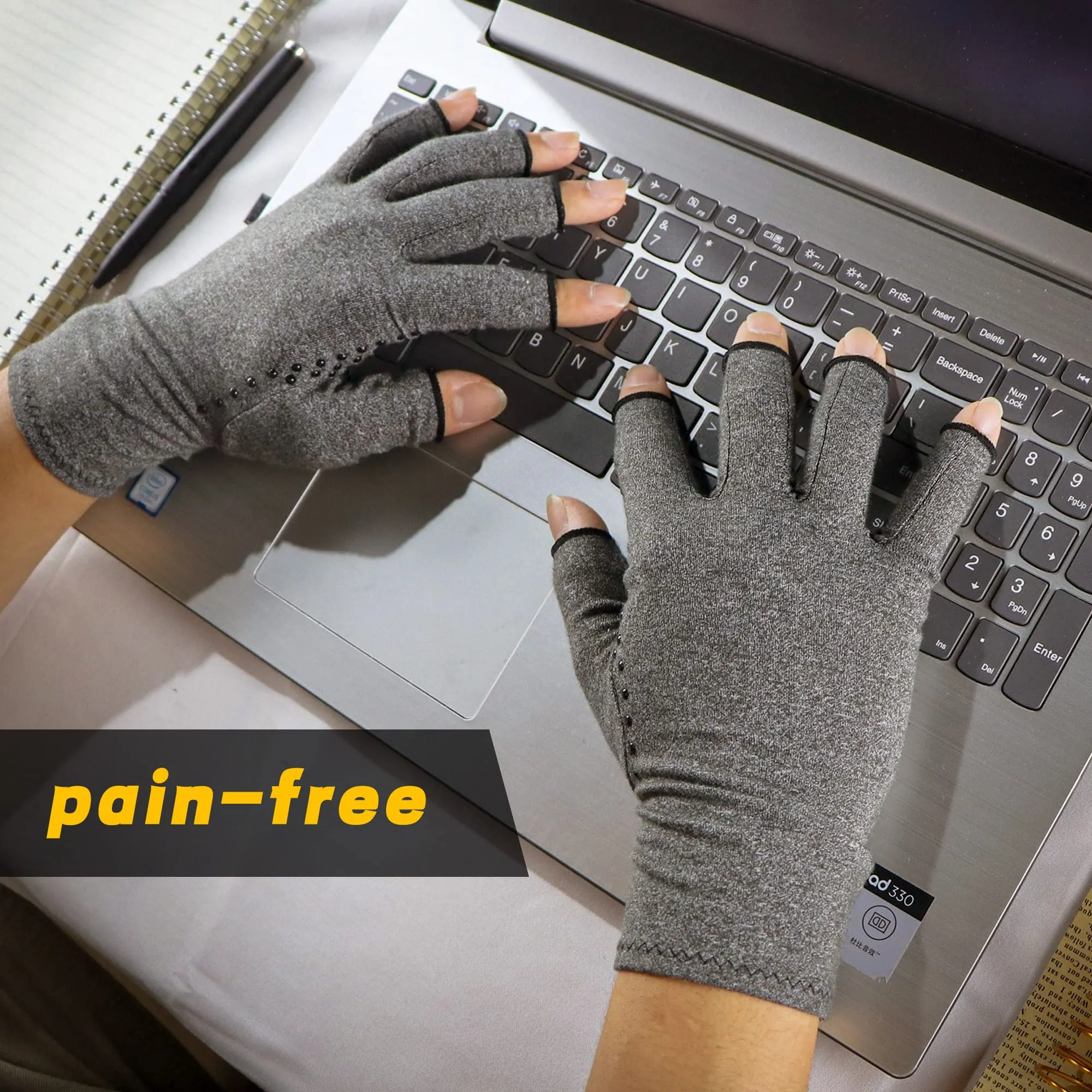 Arthritis Gloves for Women and Men for Pain -Compression Gloves for Swelling, Rheumatoid osteoarthritis,and Arthritis Hands（1 pair） (L) Grey Large (Pack of 1)