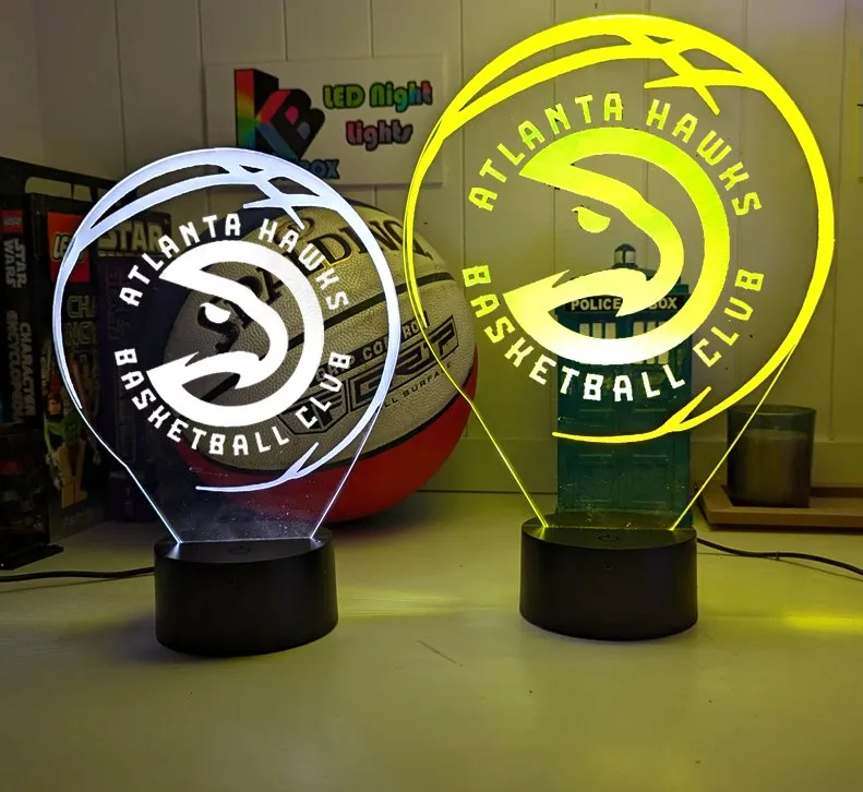 Atlanta Hawks Basketball Team 3D LED Night Light Lamp