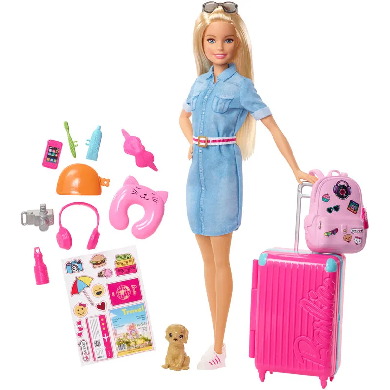 Barbie Doll with Puppy and Travel Accessories