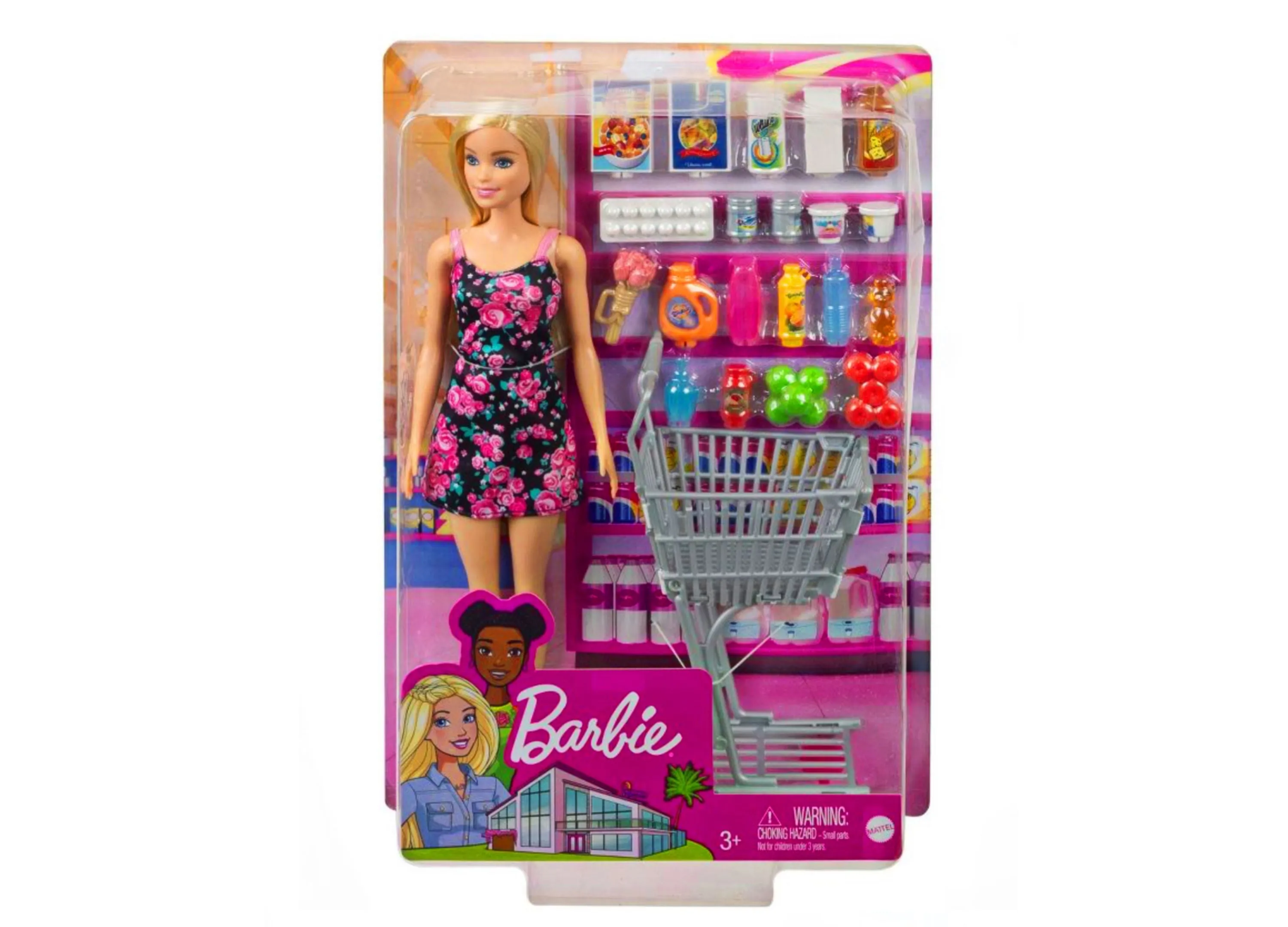 Barbie Supermarket Shopping Playset with Rolling Cart and Accessories