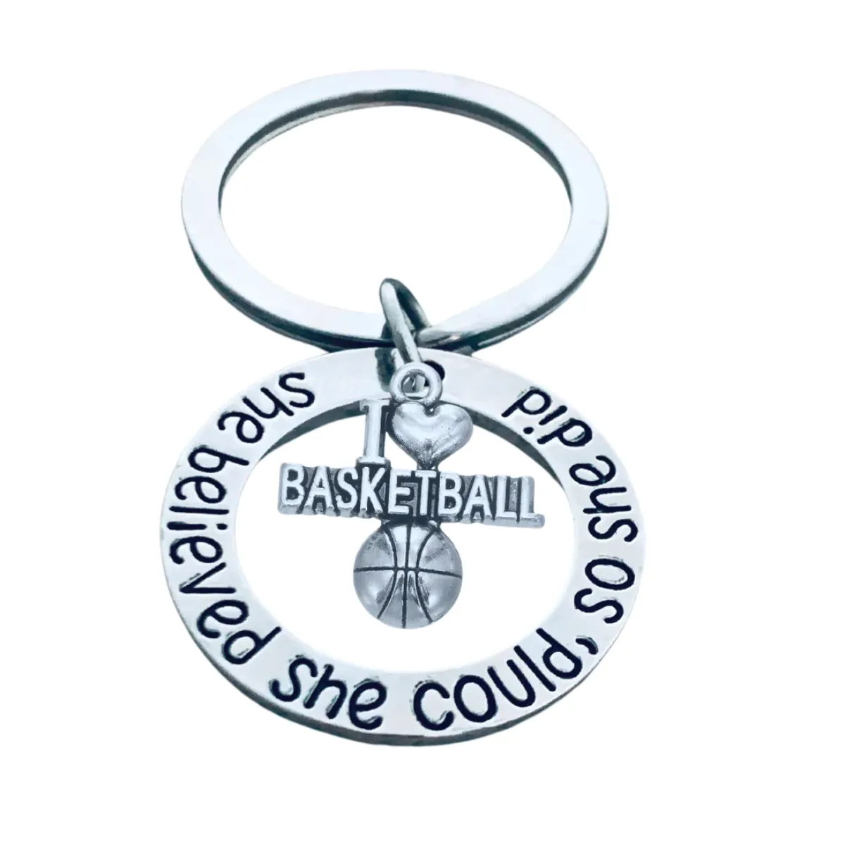 Basketball Keychain - Rhinestone She Believed She Could So She Did