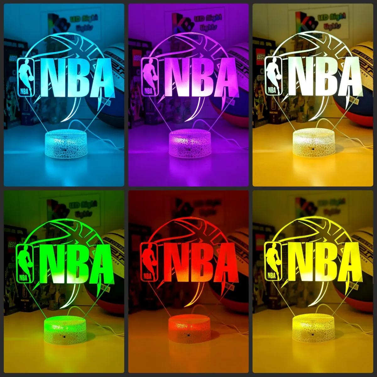 BASKETBALL LOGO 3D LED NIGHT LIGHT LAMP   REMOTE CONTROL