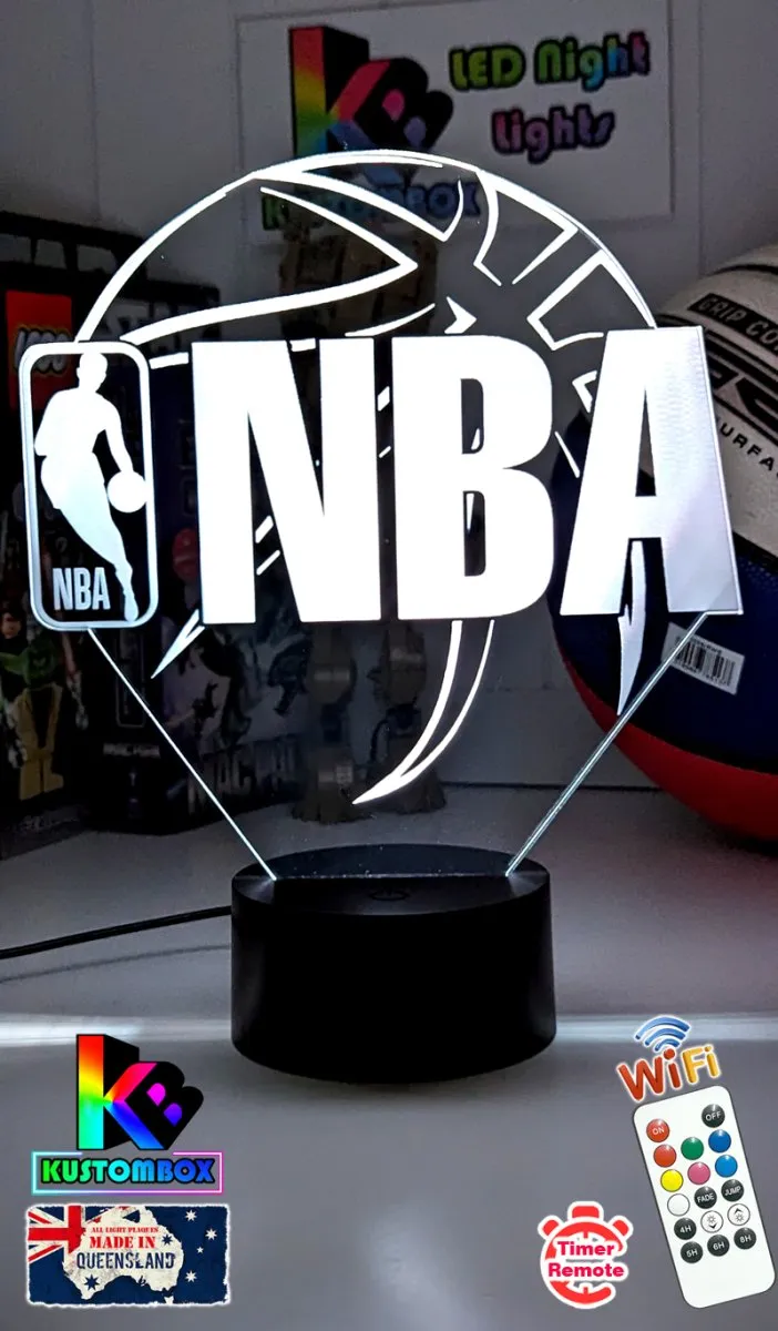 BASKETBALL LOGO 3D LED NIGHT LIGHT LAMP   REMOTE CONTROL