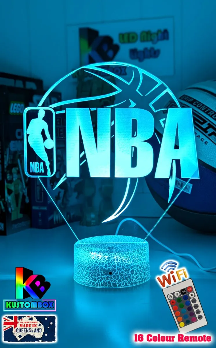 BASKETBALL LOGO 3D LED NIGHT LIGHT LAMP   REMOTE CONTROL