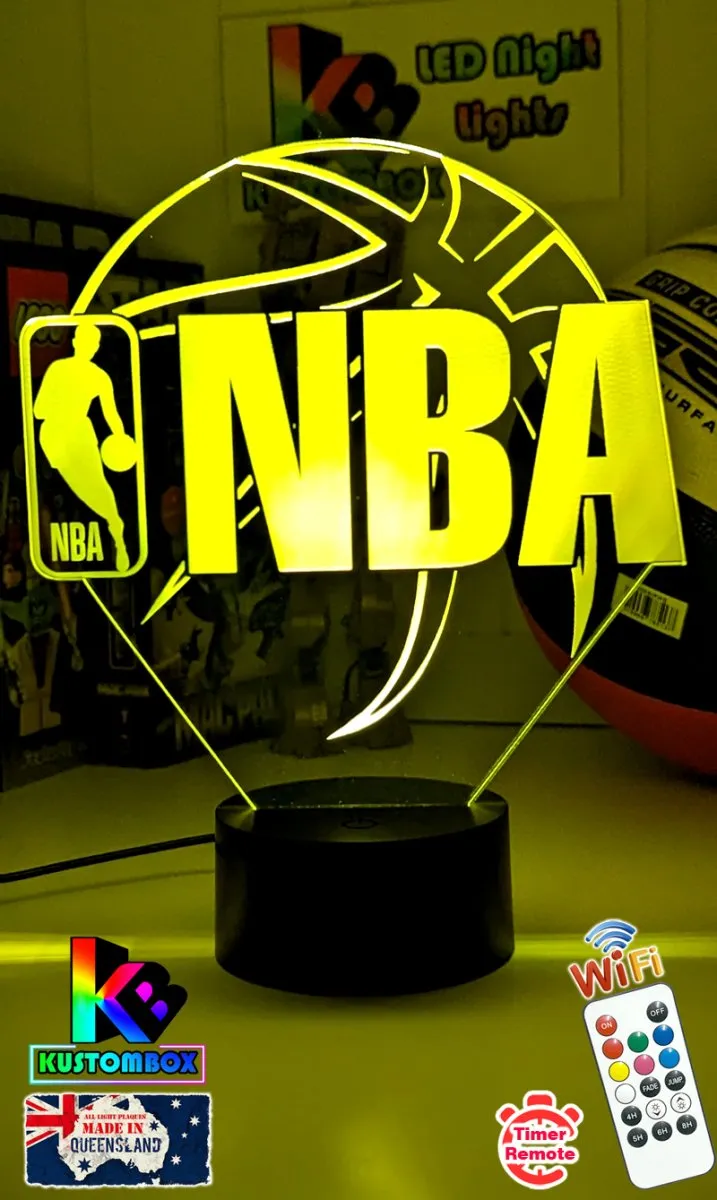 BASKETBALL LOGO 3D LED NIGHT LIGHT LAMP   REMOTE CONTROL