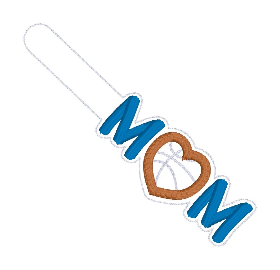 Basketball Mom Applique snap tab machine embroidery file (single & multi file included) DIGITAL DOWNLOAD