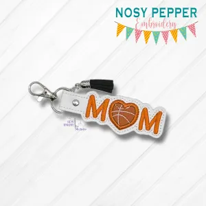 Basketball Mom Applique snap tab machine embroidery file (single & multi file included) DIGITAL DOWNLOAD