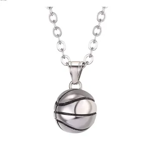 Basketball Necklace NBA Gift Pendant Silver Sports Basketball Chain 24in.