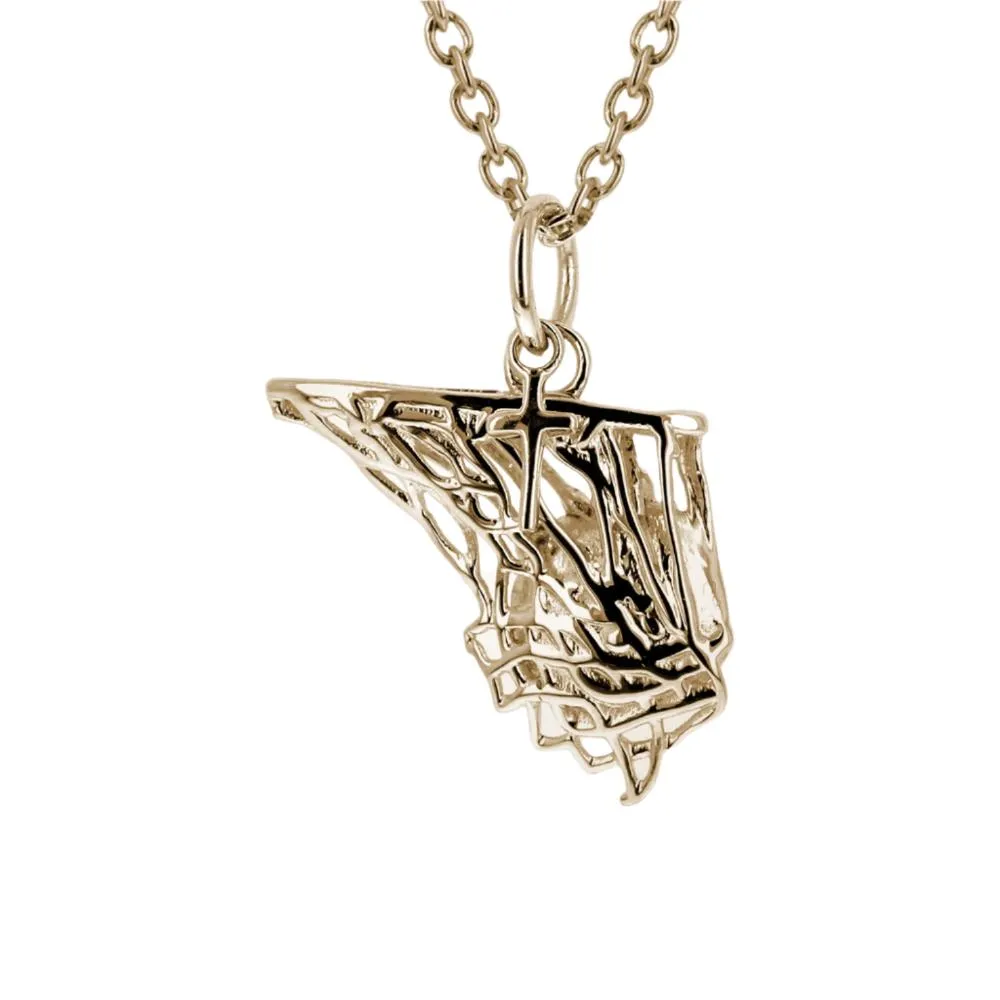 Basketball Net Necklace w/ Dangle Cross Pendant | Gold | Ready To Ship