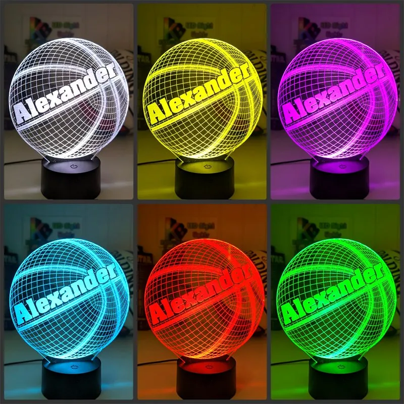 BASKETBALL PERONALISED NAME 3D LED Night Light Lamp