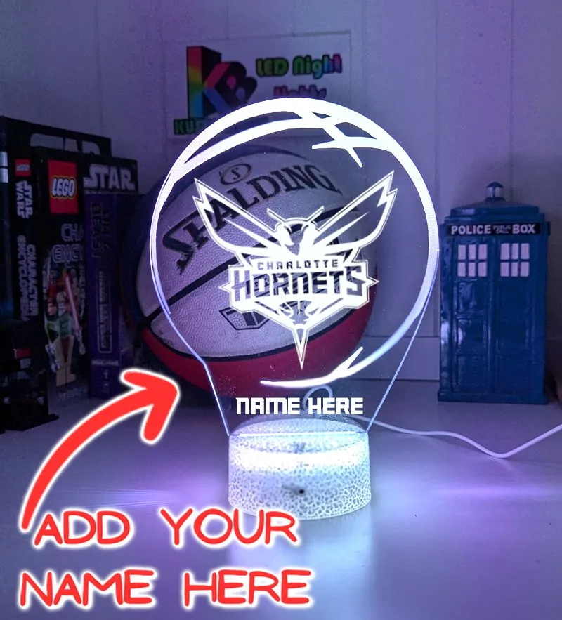 Charlotte Hornets Basketball Team 3D LED Night Light Lamp