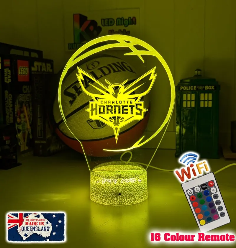 Charlotte Hornets Basketball Team 3D LED Night Light Lamp