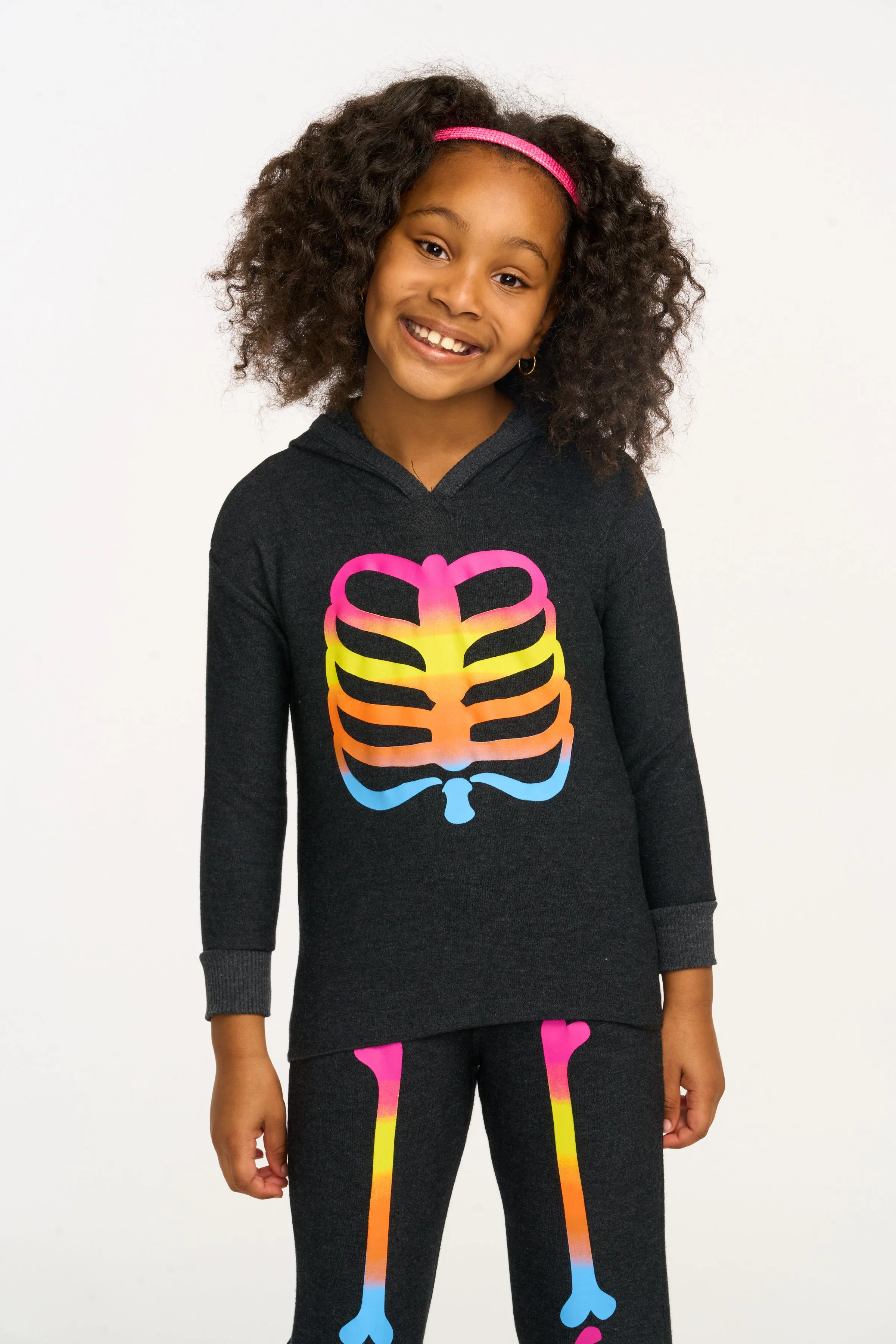 Chaser Rainbow Skeleton Pullover Hi/Lo Hoodie