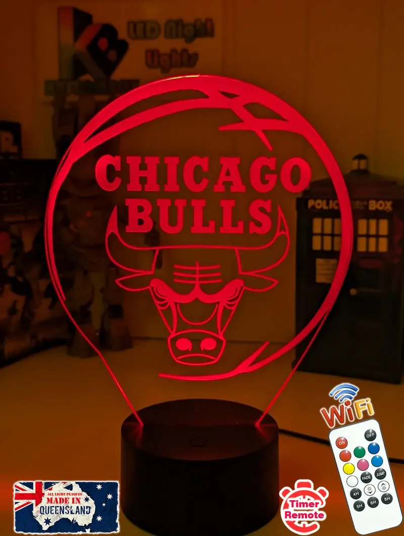 CHICAGO BULLS BASKETBALL Team 3D LED Night Light Lamp