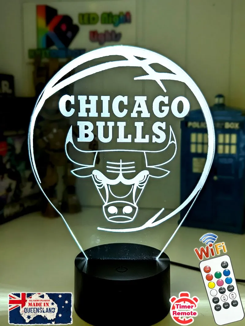 CHICAGO BULLS BASKETBALL Team 3D LED Night Light Lamp