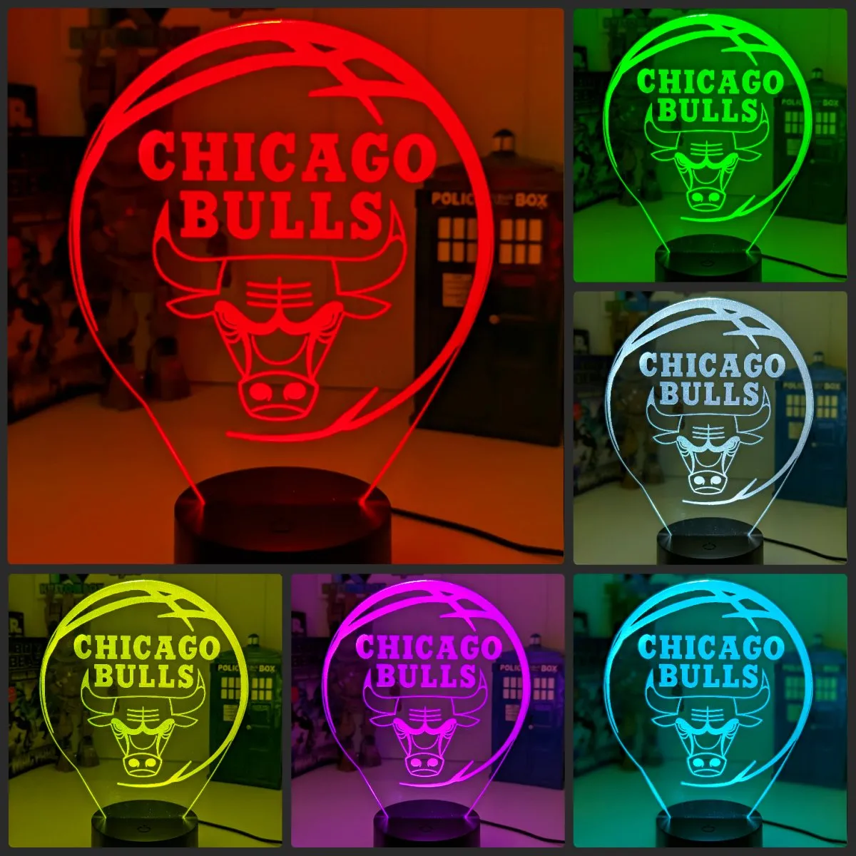 CHICAGO BULLS BASKETBALL Team 3D LED Night Light Lamp