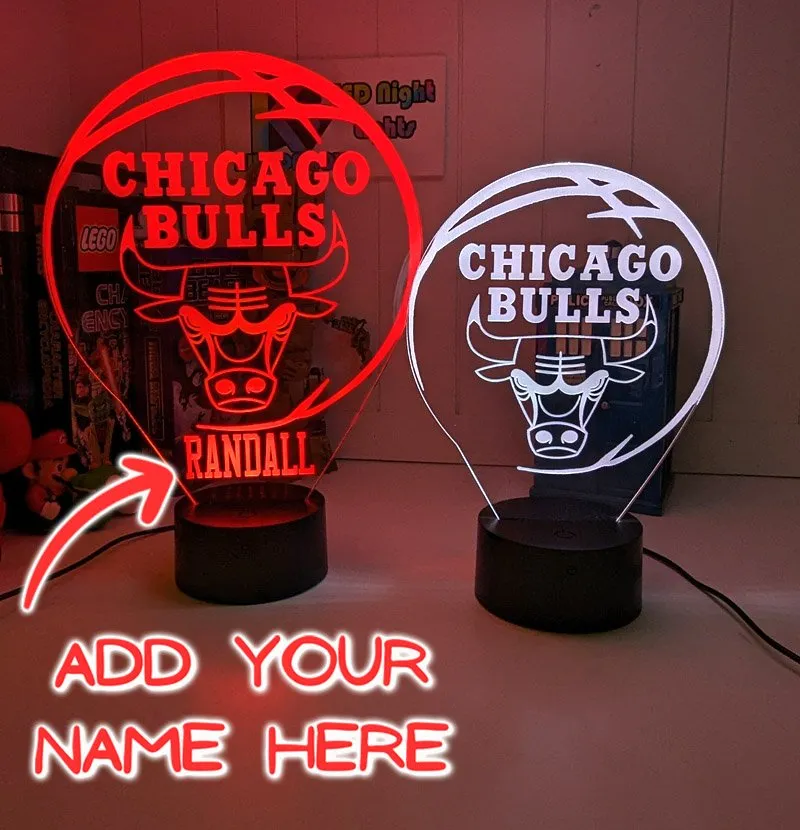 CHICAGO BULLS BASKETBALL Team 3D LED Night Light Lamp