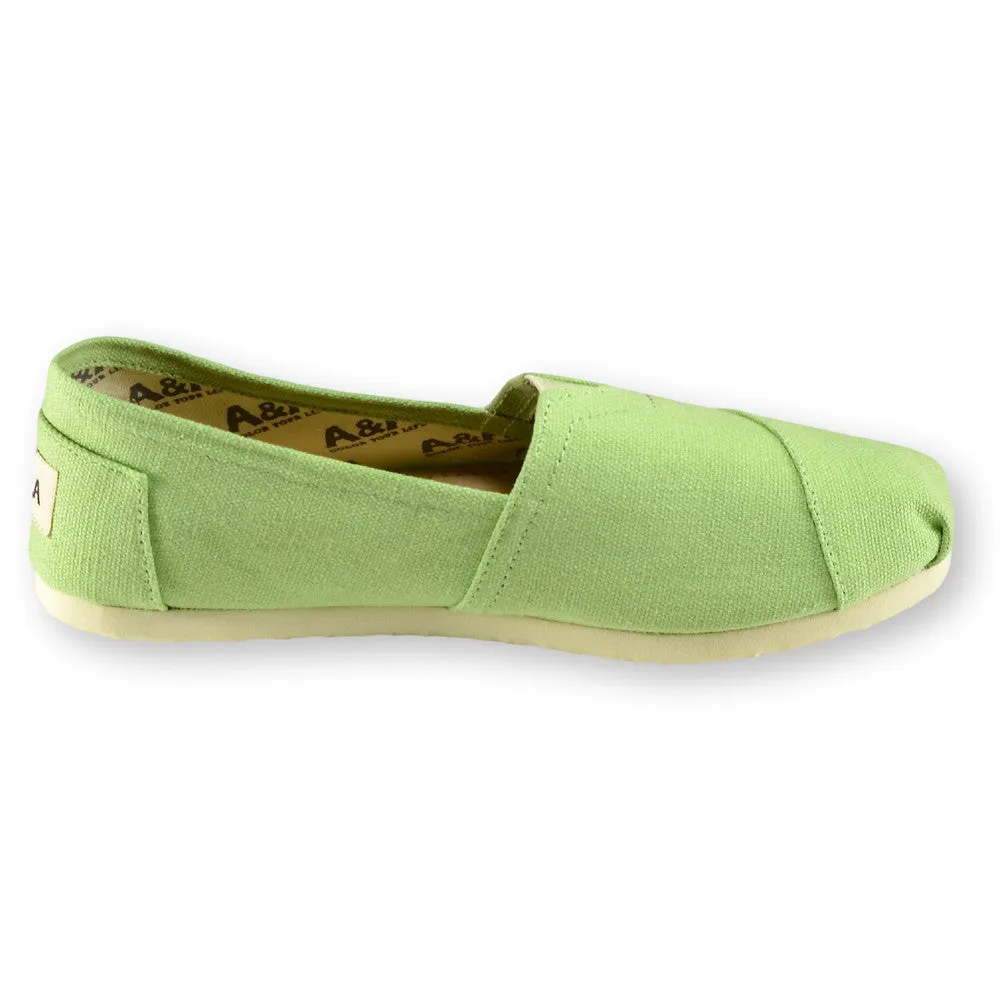 Classic Green Canvas Slip On Shoes for Women