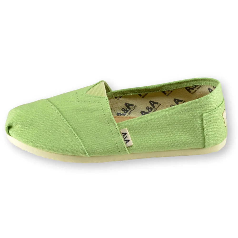 Classic Green Canvas Slip On Shoes for Women