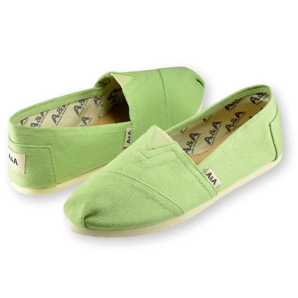 Classic Green Canvas Slip On Shoes for Women