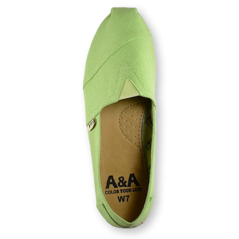 Classic Green Canvas Slip On Shoes for Women