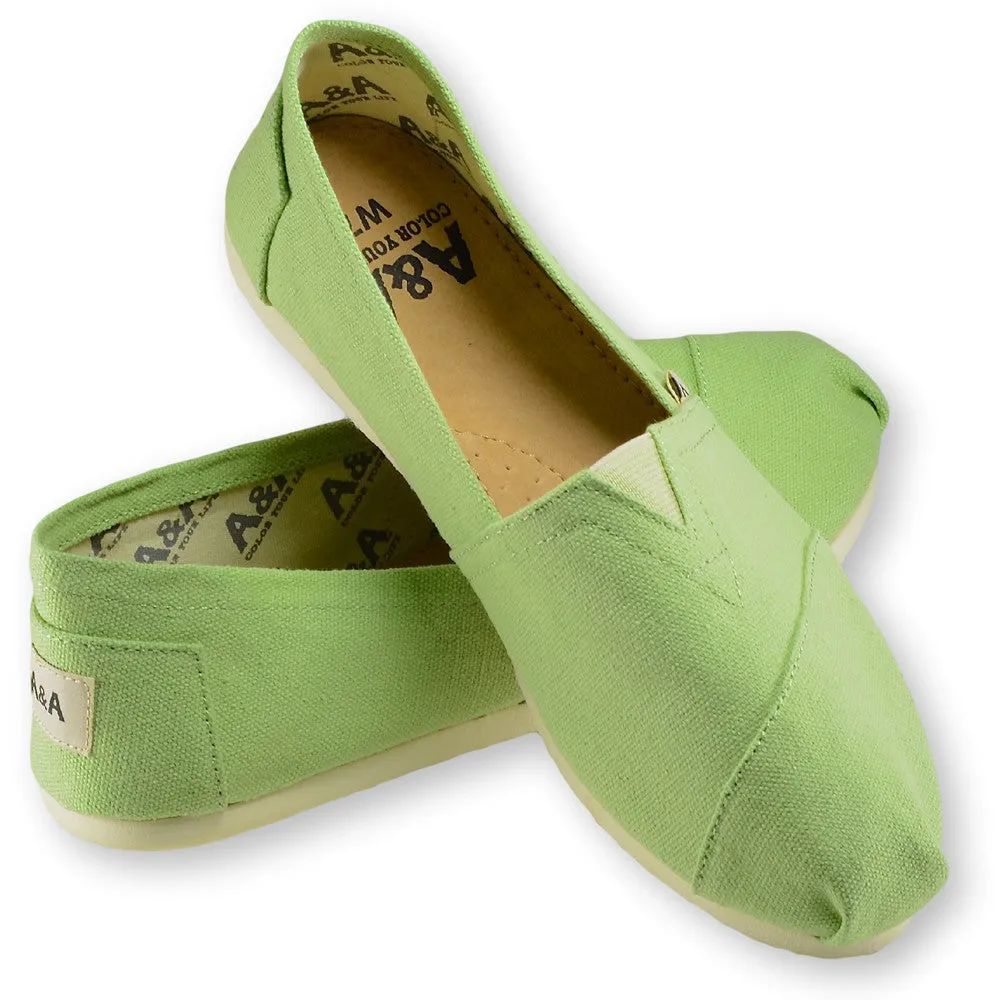 Classic Green Canvas Slip On Shoes for Women