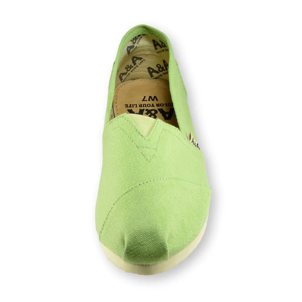 Classic Green Canvas Slip On Shoes for Women