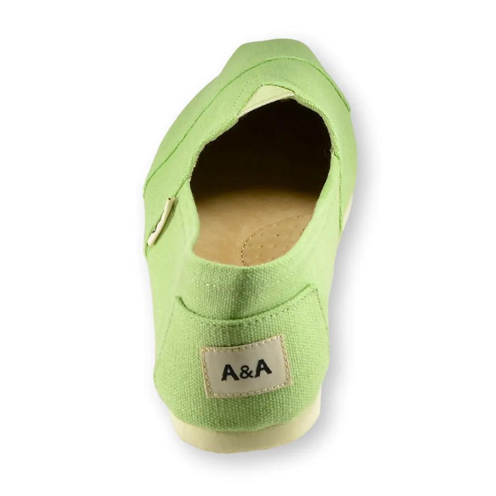 Classic Green Canvas Slip On Shoes for Women