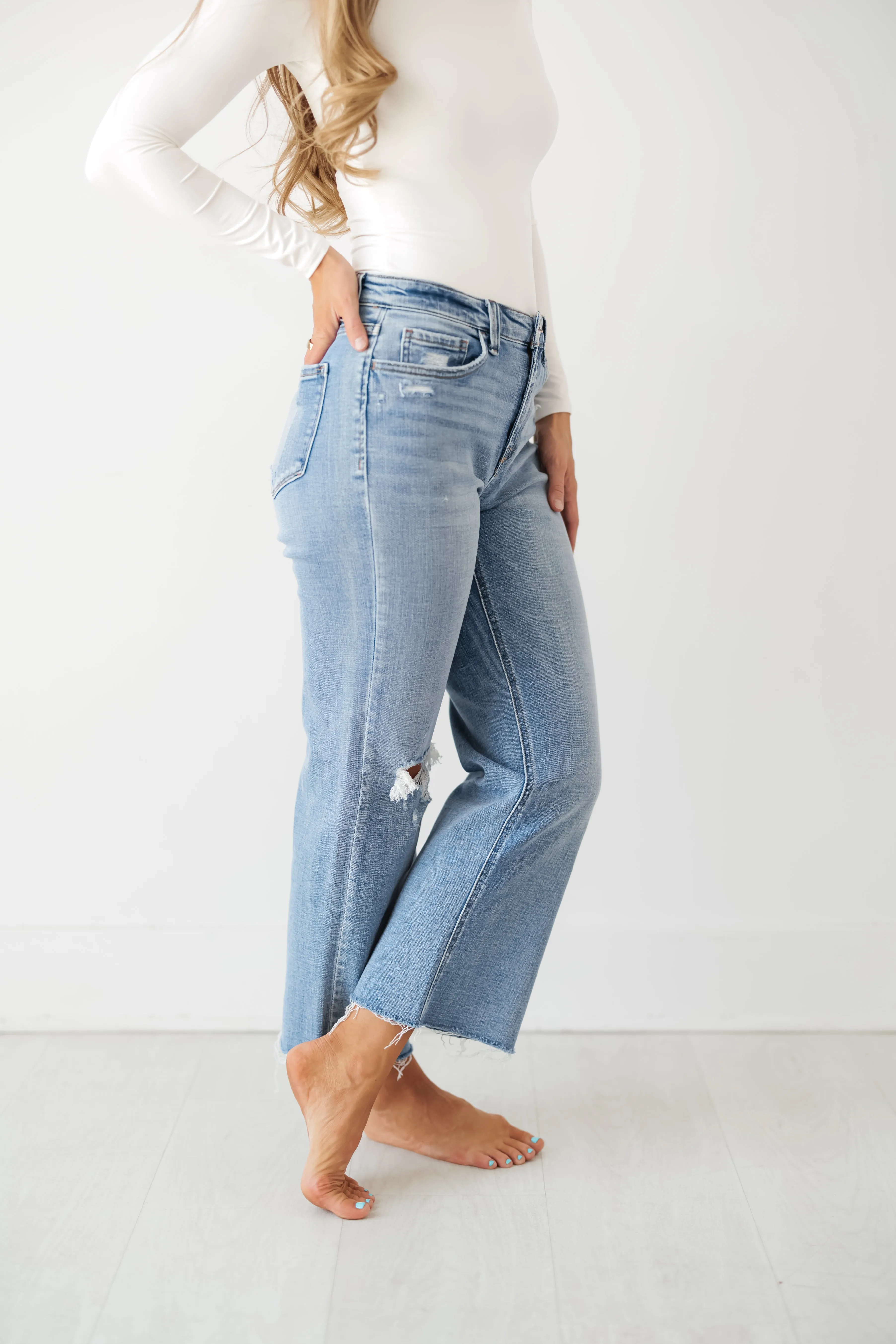 Corey High Rise Slim Wide Jeans