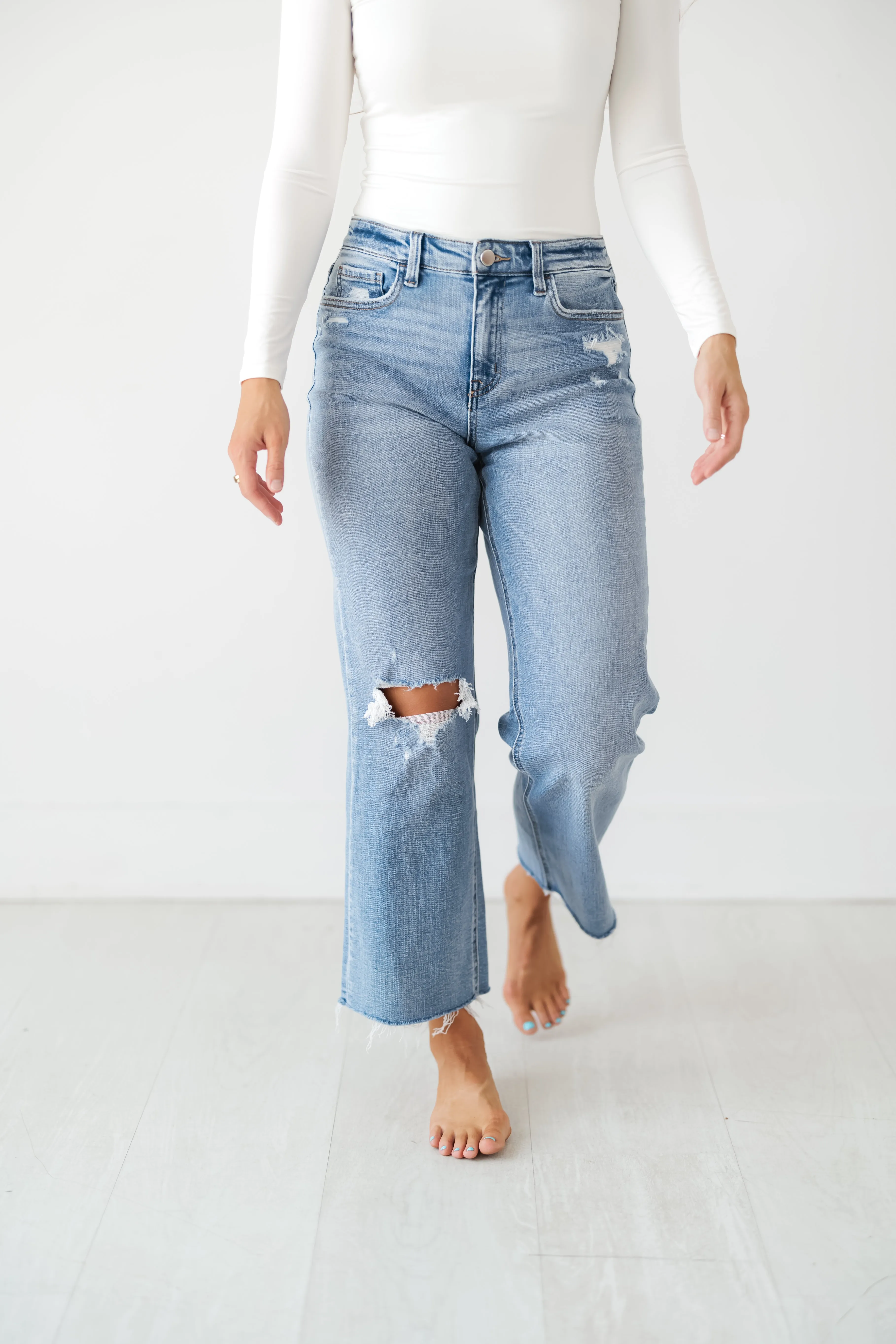 Corey High Rise Slim Wide Jeans