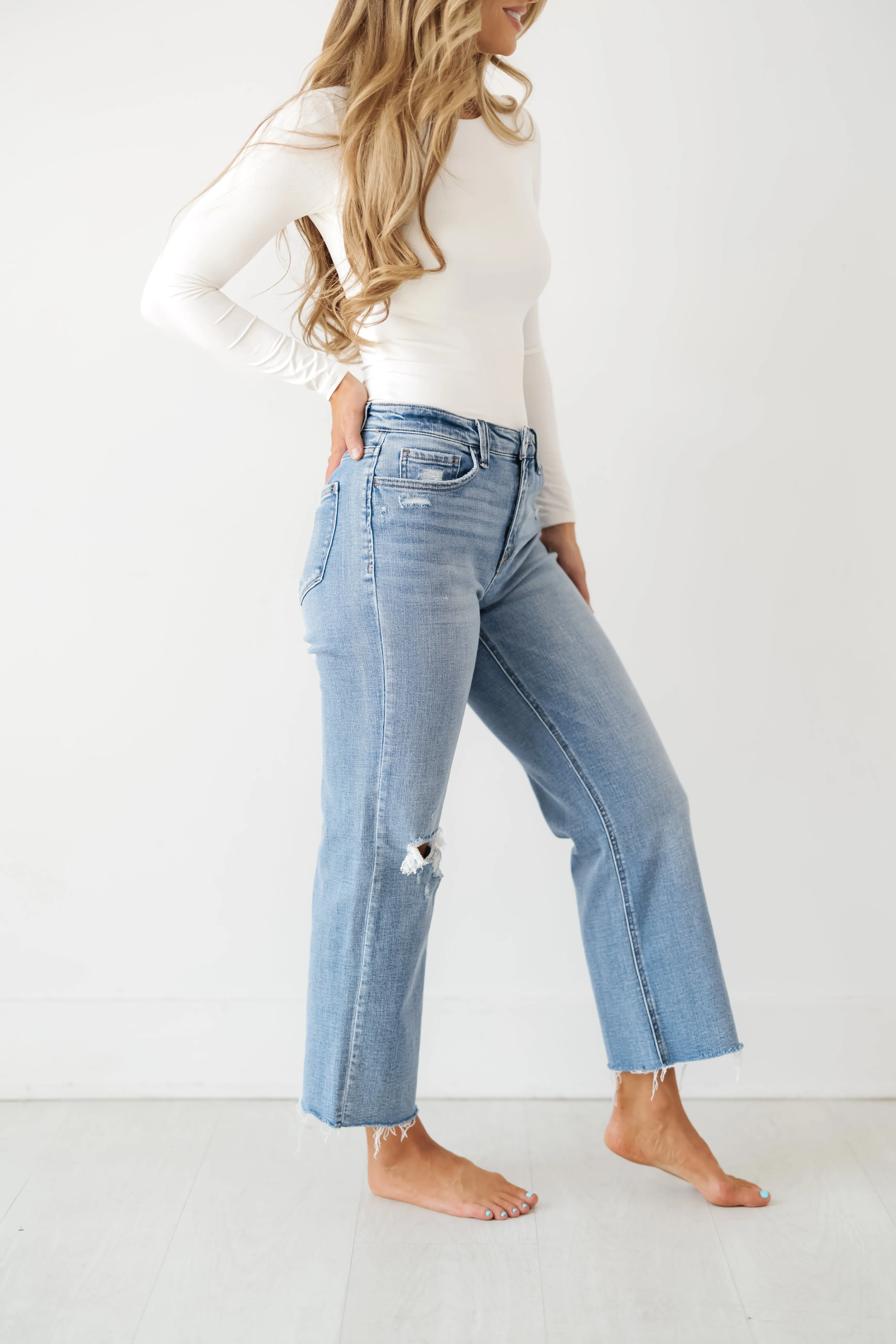 Corey High Rise Slim Wide Jeans