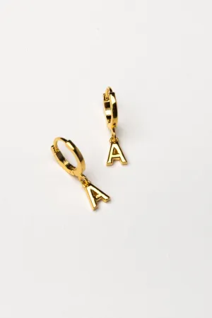 Cove Initial Letter Huggie Earrings