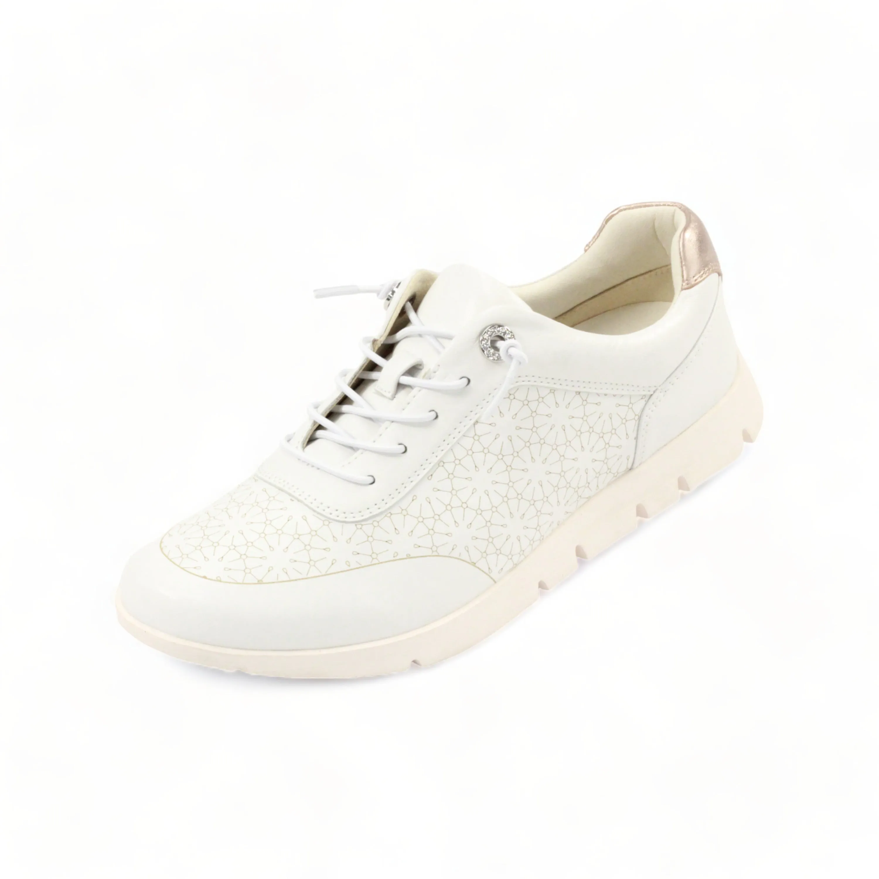 Cute sheep leather sneakers with laser-cut work and Swarovski decorations  #FJ126