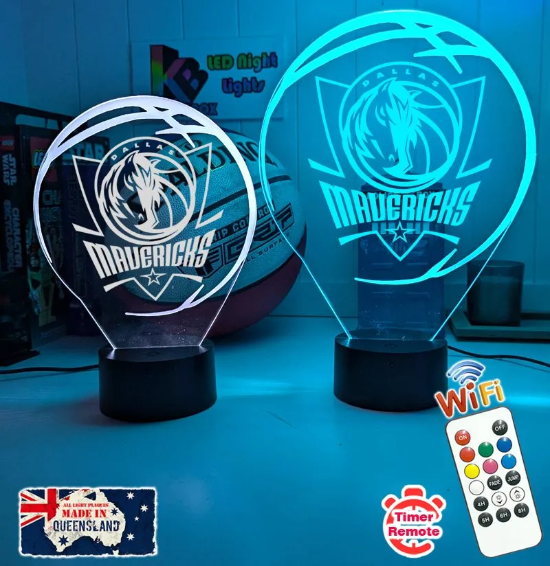 Dallas Mavericks Basketball Team 3D LED Night Light Lamp