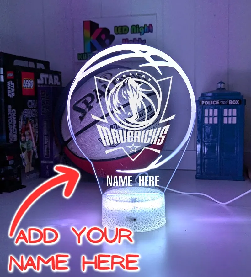 Dallas Mavericks Basketball Team 3D LED Night Light Lamp