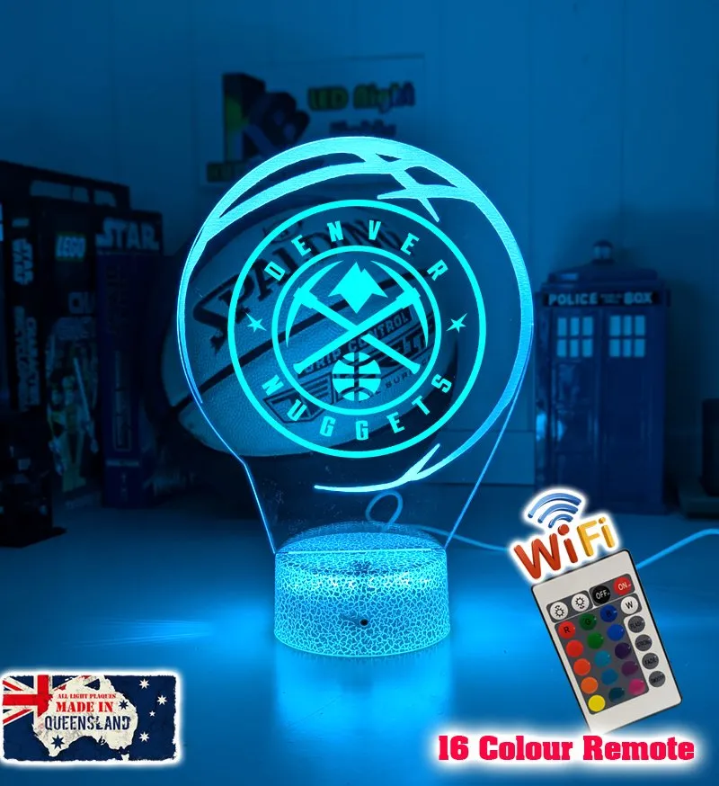 Denver Nuggets Basketball Team 3D LED Night Light Room Lamp